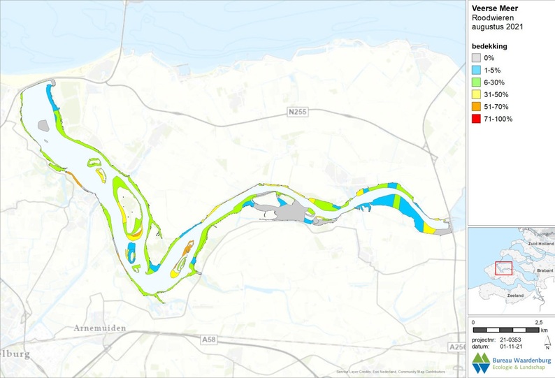 Kartering van roodwieren in het Veerse Meer in 2021.